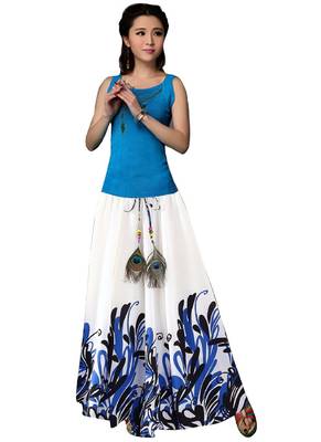 Multicolor printed faux georgette free size skirts 1