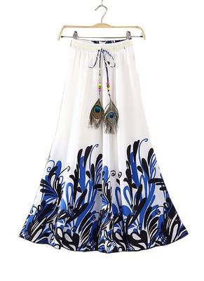 Multicolor printed faux georgette free size skirts 3