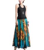 Multicolor printed faux georgette free size skirts
