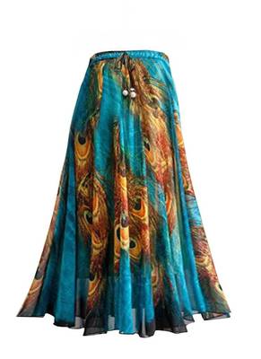 Multicolor printed faux georgette free size skirts 3