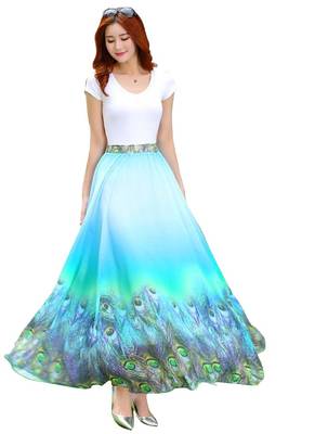 Multicolor printed faux georgette free size skirts 1