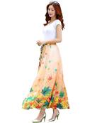 Multicolor printed faux georgette free size skirts