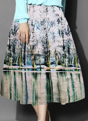 Multicolor printed crepe free size skirts 1
