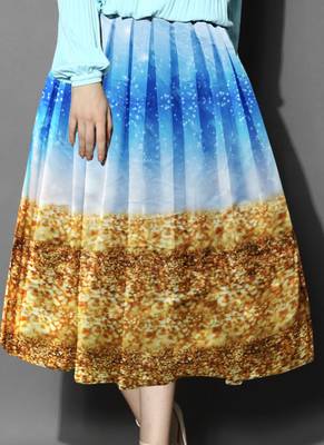 Multicolor printed crepe free size skirts 1