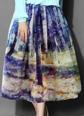 Multicolor printed crepe free size skirts 1