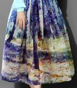 Multicolor printed crepe free size skirts