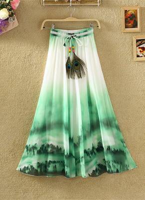 Multicolor printed faux georgette free size skirts 3