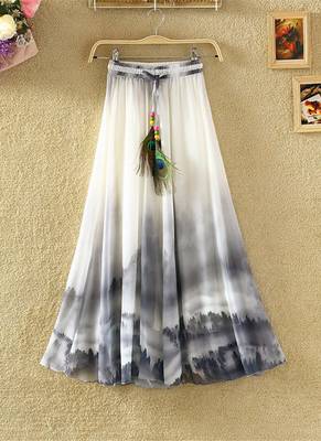 Multicolor printed faux georgette free size skirts 3