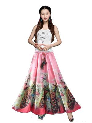 Multicolor printed faux georgette free size skirts 1