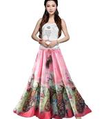 Multicolor printed faux georgette free size skirts