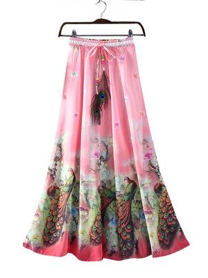Multicolor printed faux georgette free size skirts 2