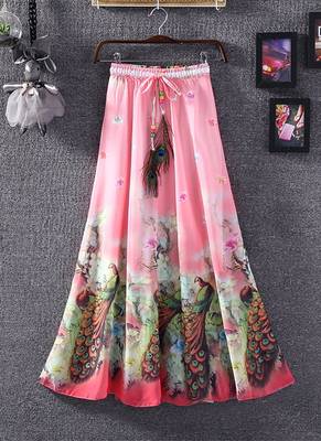 Multicolor printed faux georgette free size skirts 3