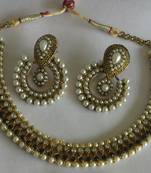 Designer Pearl earrings with black colour Necklace set