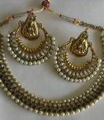 Designer Ram Leela Pearl earrings with Black colour Necklace set