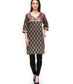 Black cotton woven stitched kurti