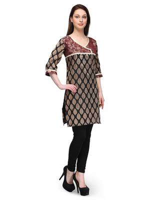 Black cotton woven stitched kurti 2
