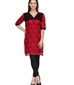 Red cotton woven stitched kurti