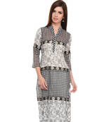 Black and white cotton woven stitched kurti