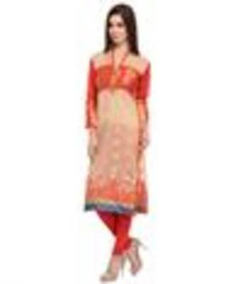 Beige cotton woven stitched kurti 2