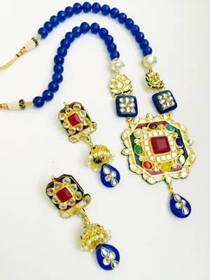 Blue Navratan Beads Necklace 1