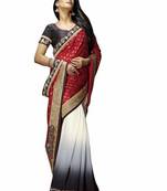 multicolor embroidered faux georgette saree with blouse