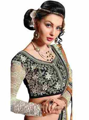 grey embroidered faux georgette saree with blouse 2