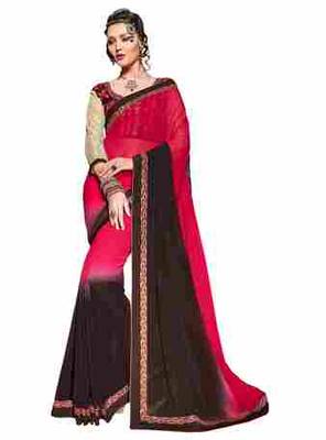 multicolor embroidered faux georgette saree with blouse 1
