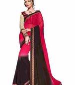 multicolor embroidered faux georgette saree with blouse