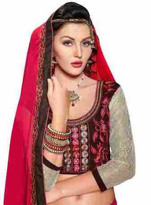 multicolor embroidered faux georgette saree with blouse 2