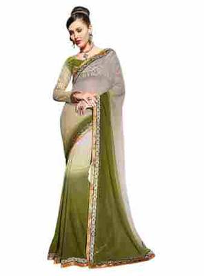 multicolor embroidered faux georgette saree with blouse 1