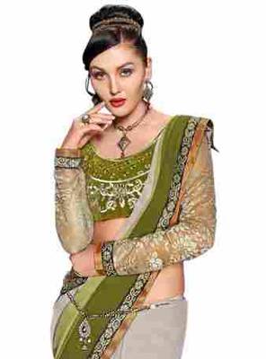 multicolor embroidered faux georgette saree with blouse 2