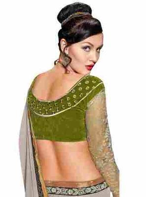 multicolor embroidered faux georgette saree with blouse 3