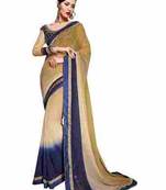 multicolor embroidered faux georgette saree with blouse