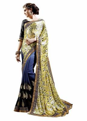 multicolor embroidered faux georgette saree with blouse 1