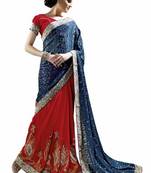 multicolor embroidered faux georgette saree with blouse