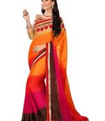 multicolor embroidered faux georgette saree with blouse