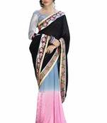 multicolor embroidered faux georgette saree with blouse