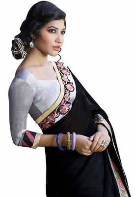 multicolor embroidered faux georgette saree with blouse 2