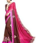 multicolor embroidered faux georgette saree with blouse