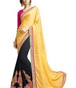 multicolor embroidered faux georgette saree with blouse