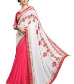 multicolor embroidered faux georgette saree with blouse