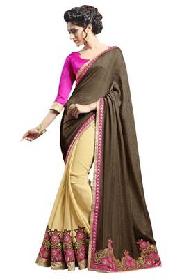 multicolor embroidered faux georgette saree with blouse 1