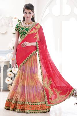pink embroidered net saree With Blouse 1