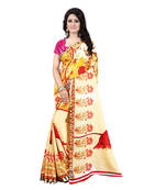 dark multicolor printed cotton saree With Blouse