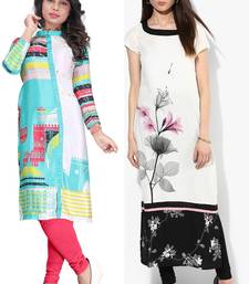Multicolor printed crepe semi stitched kurti