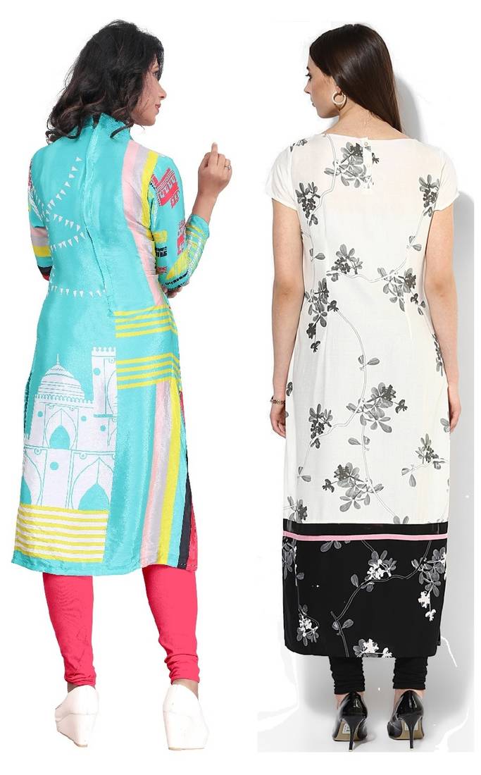 Multicolor printed crepe semi stitched kurti