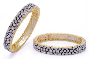 M Creation  Beautiful CZ Studded Gold Plated Bangles Set for Women 1