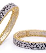 M Creation  Beautiful CZ Studded Gold Plated Bangles Set for Women