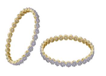 M Creation  Beautiful CZ Studded Gold Plated Bangles Set for Women 1