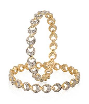 M Creation  Beautiful CZ Studded Gold Plated Bangles Set for Women 1